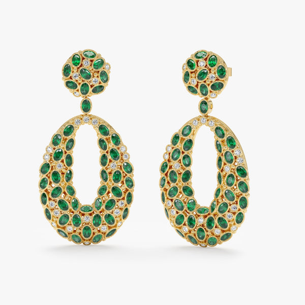 Emerald Statement Earrings, Ottilie
