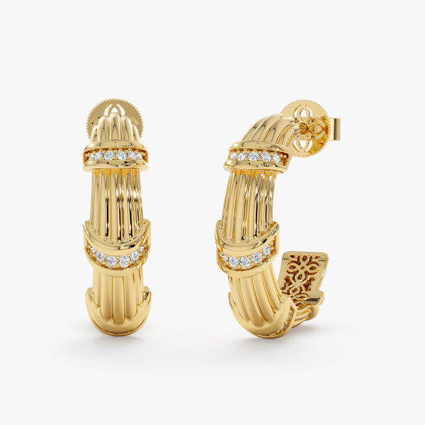 Natural Diamond Bamboo Hoops, Bambi