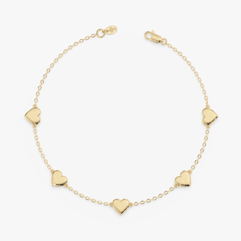 Solid Gold Multi Heart Bracelet, Zaleira