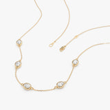 Oval Diamond Bezel Station Necklace, Caeloria