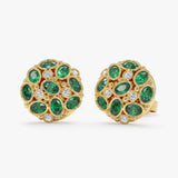 Emerald Button Earrings, Ottilie