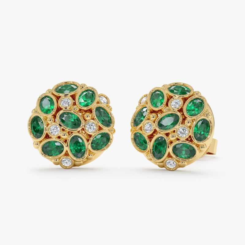 Emerald Button Earrings, Ottilie