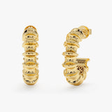 Gold Sculptural Hoop Earrings, Tazira