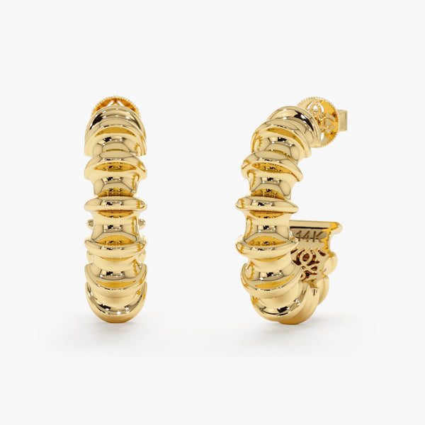 Gold Sculptural Hoop Earrings, Tazira