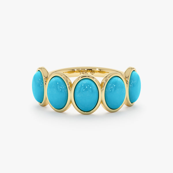 Oval Turquoise Ring, Solid Gold Gemstone Ring, Azura