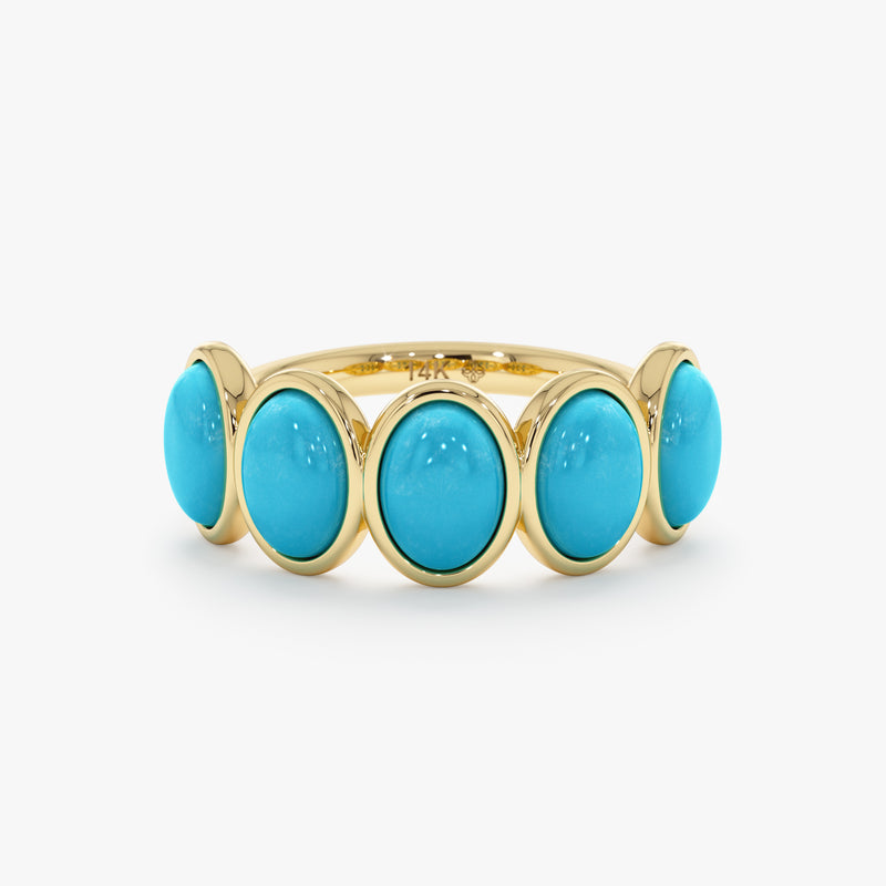 Oval Turquoise Ring, Solid Gold Gemstone Ring, Azura