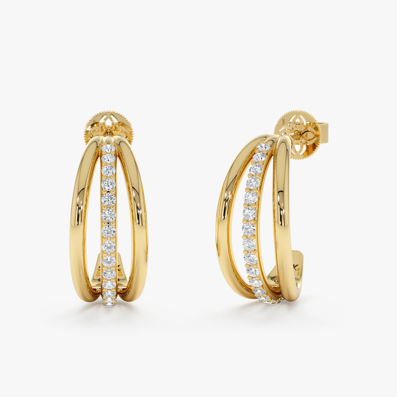Triple Line Gold Hoop Earrings, Guinevere