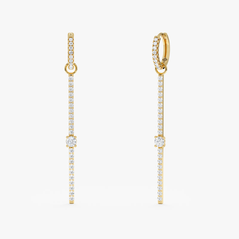 Natural Diamond Linear Drop Earrings, Eira
