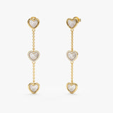 Mother of Pearl Heart Dangle Earrings, Zhuri