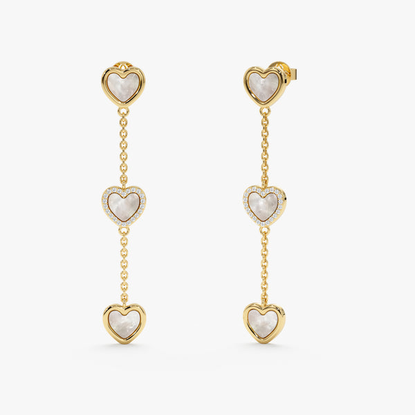 Mother of Pearl Heart Dangle Earrings, Zhuri
