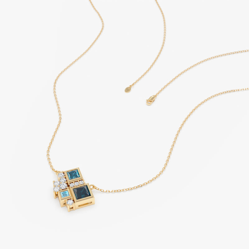 Cluster Blue Topaz Necklace, Fenice