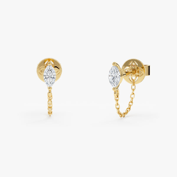 Marquise Diamond Chain Earrings, Caelith
