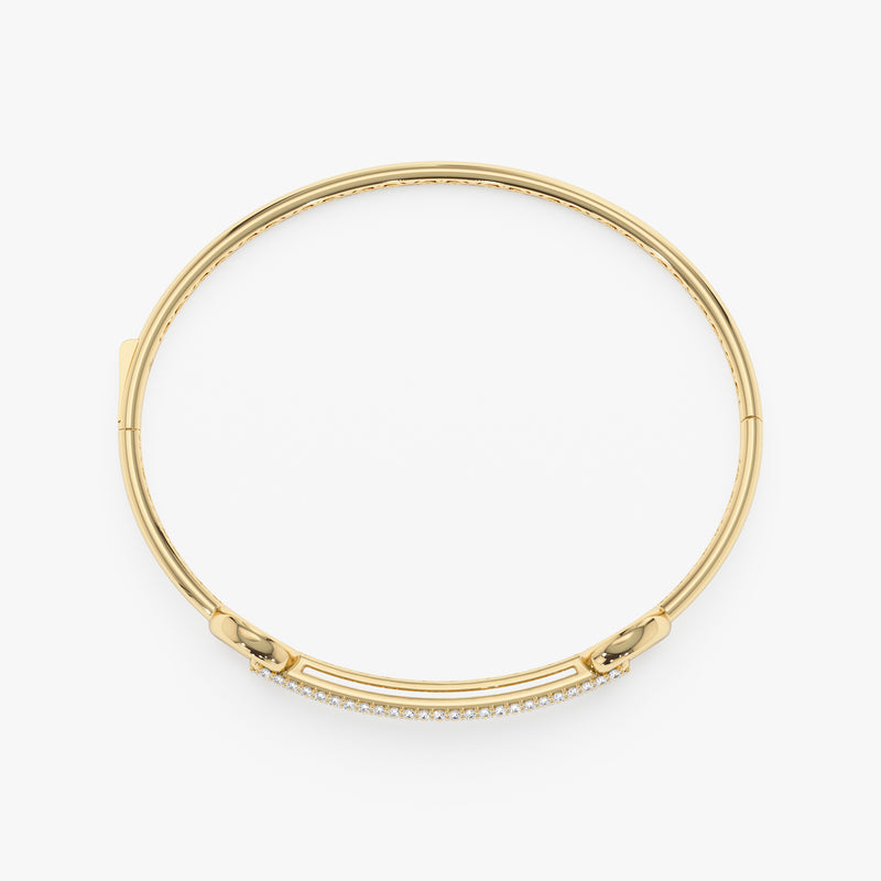 Interlocking Circle and Bar Bangle, Lab Grown Pave Diamonds, Marzanna
