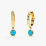 Turquoise Dangle Huggie Earrings, Azelina
