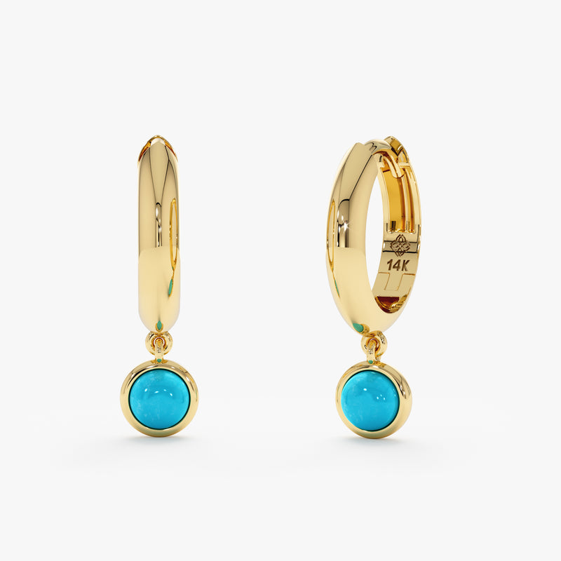 Turquoise Dangle Huggie Earrings, Azelina
