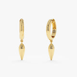 Gold Spike Dangle Huggie Hoop Earrings,Elaria