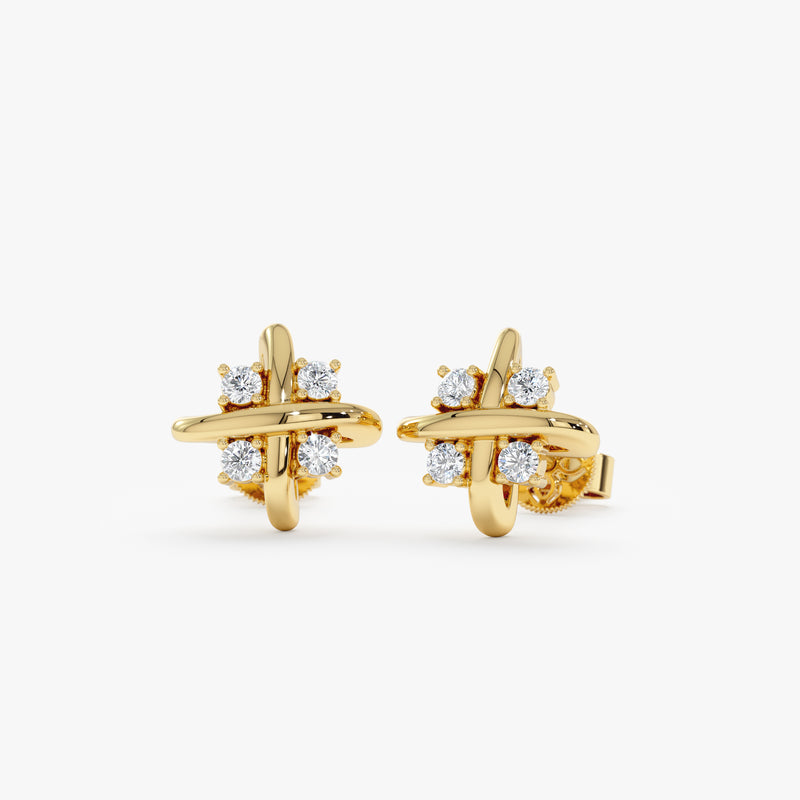 Criss Cross Natural Diamond Studs, Gabrielle