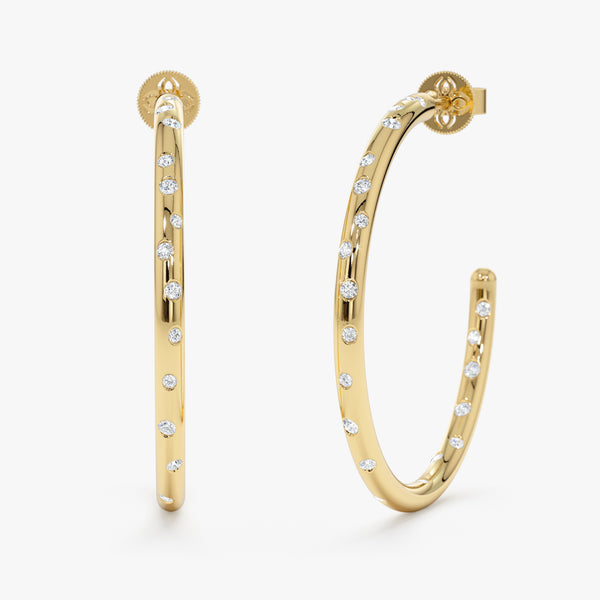 Flush Diamond Hoop Earrings, Ruthie
