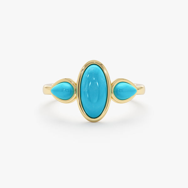 Solid Gold Turquoise Ring, Eirlys