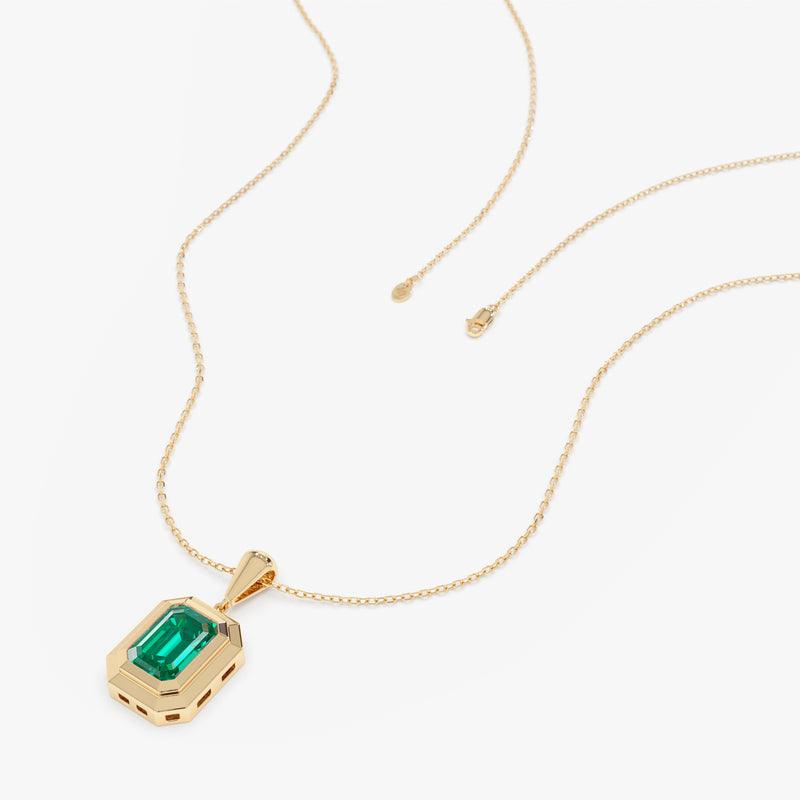 Emerald Octagon Pendant, Aureva