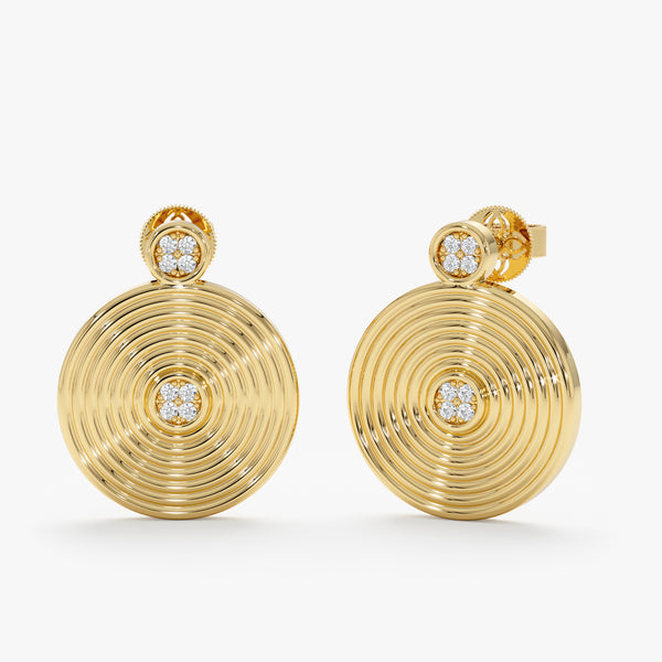 14k Gold Diamond Spiral Earrings, Goldie