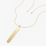 natural round white diamond, personalized bar pendant