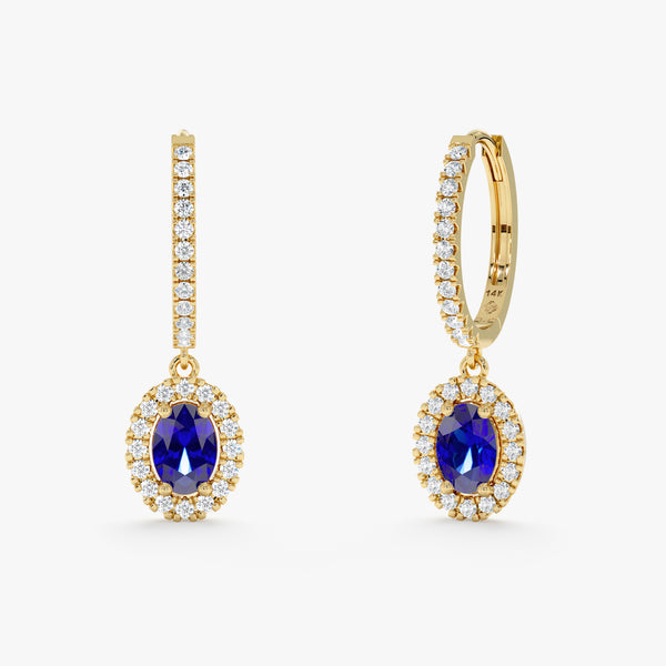 Lab Grown Sapphire and Diamond Drop Earrings, Eska