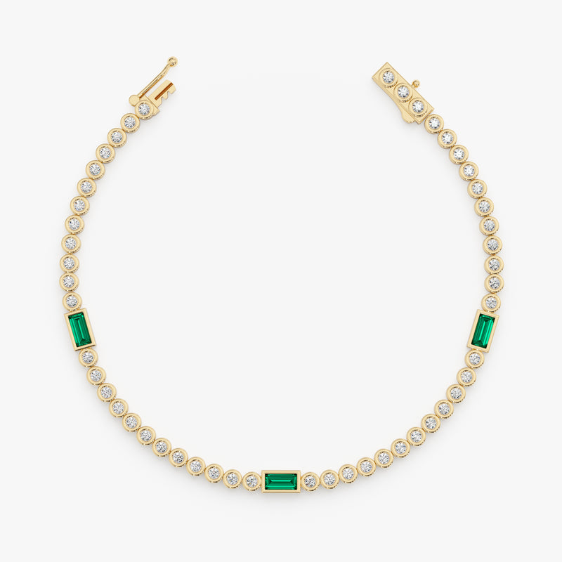 Lab Grown Diamond and Emerald Tennis Bracelet, Ravynna