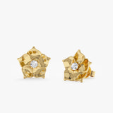 Solid Gold Flower Stud Earrings, Vexa