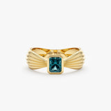 Art Deco Teal Sapphire Ring, Eira