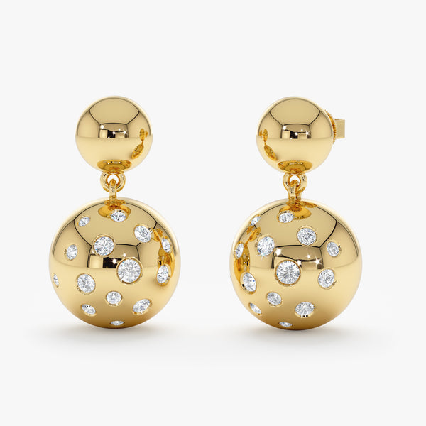 Diamond Studded Ball Drop Earrings, Angie