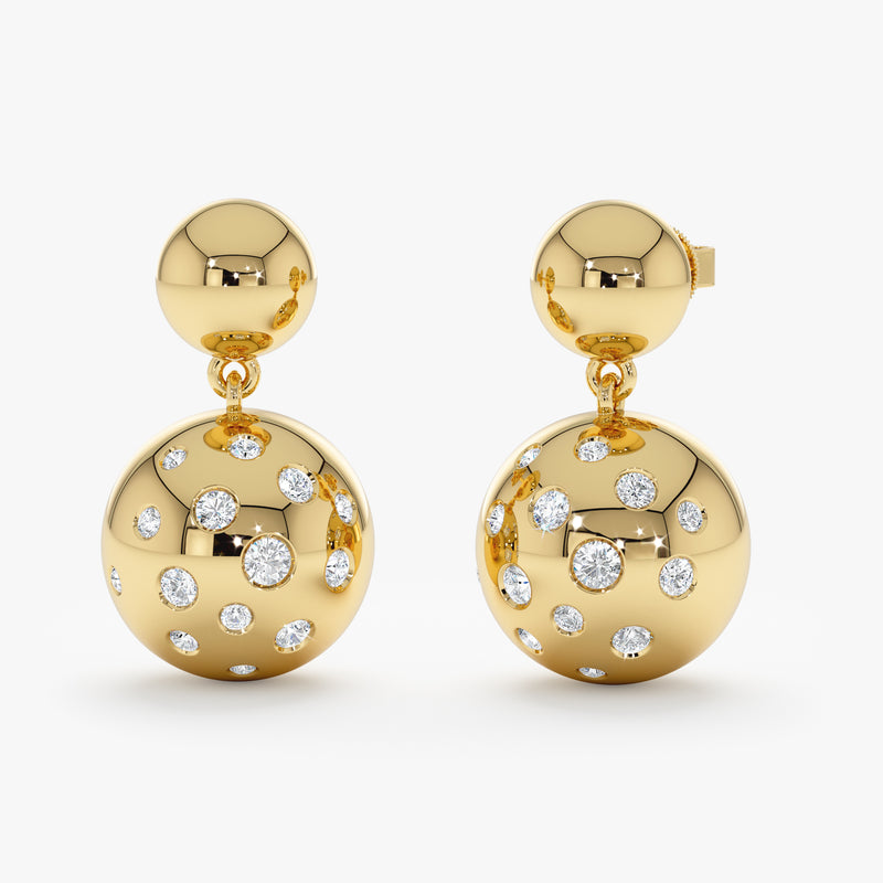 Diamond Studded Ball Drop Earrings, Angie