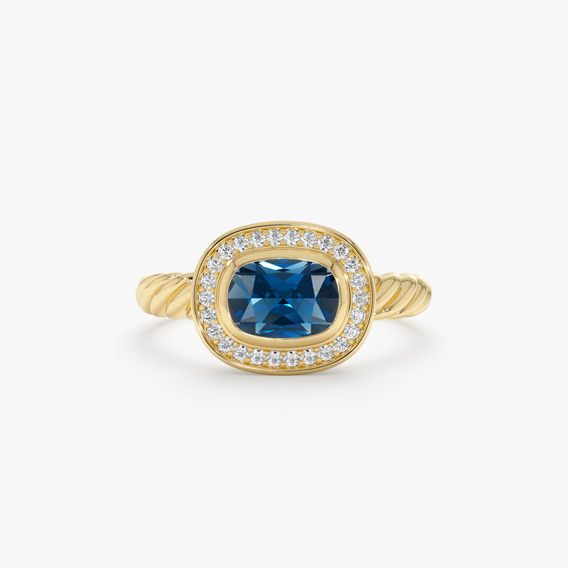 Natural London Blue Topaz & Diamond Ring, Faelina