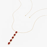 Coral Pear Cabochon Lariat Necklace, Wisteria