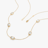 Emerald Cut Diamond Station Necklace, Evaloria