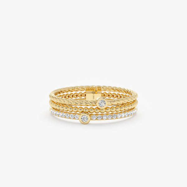 Triple Band Diamond Stack Ring, Capri