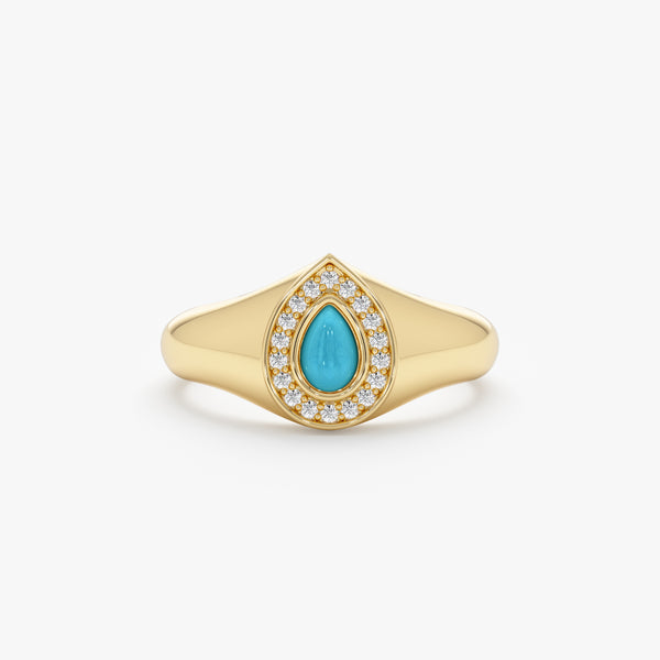 Natural Turquoise Signet Ring, Elanora