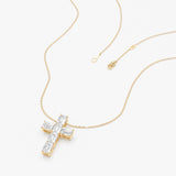 Baguette Diamond Cross Necklace, Orzellea