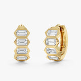 Emerald Cut Lab Grown Diamond Hoop Earrings, Vionelisse