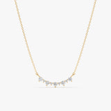 handmade solid 14k gold diamond cluster bar pendant necklace