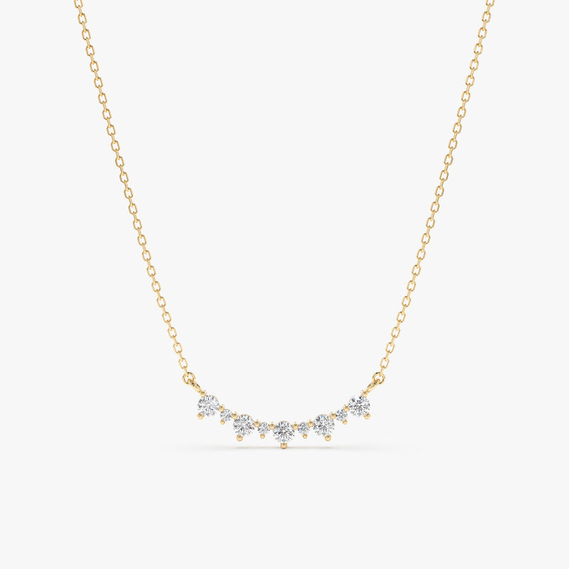 handmade solid 14k gold diamond cluster bar pendant necklace