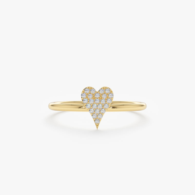 micro pave diamond heart ring
