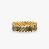 yellow gold natural black diamond band