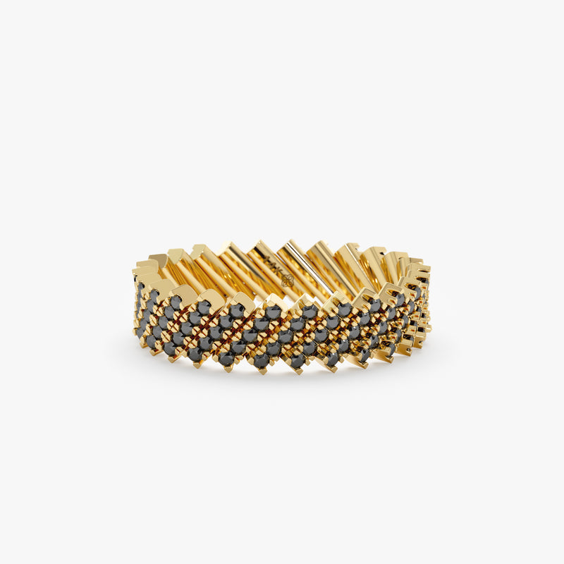 yellow gold natural black diamond band