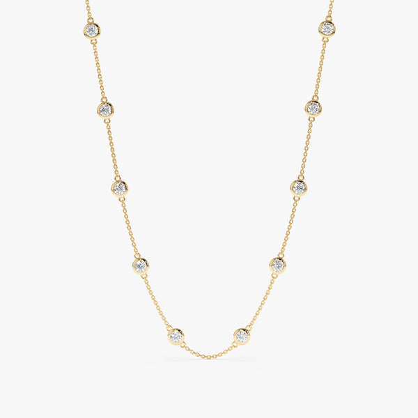 multiple diamonds bezel necklace solid gold
