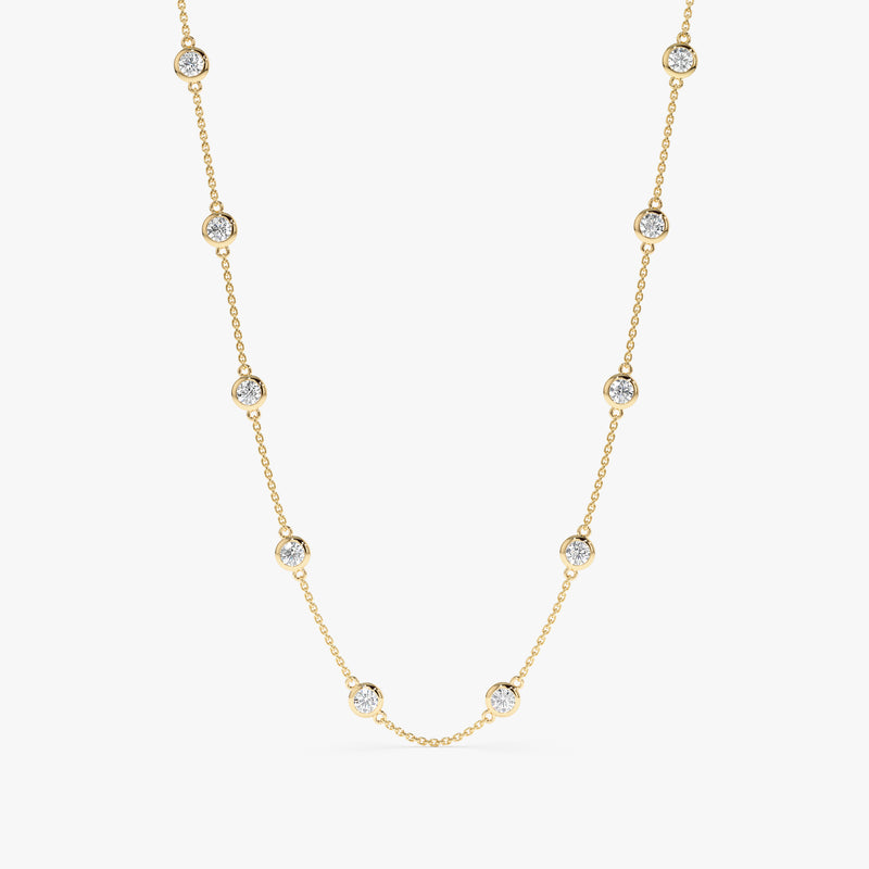 multiple diamonds bezel necklace solid gold