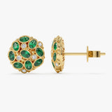 Emerald Button Earrings, Ottilie