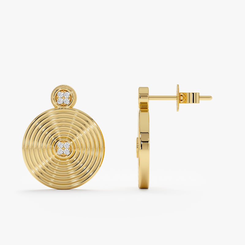 14k Gold Diamond Spiral Earrings, Goldie