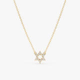 natural diamond yellow gold david star necklace