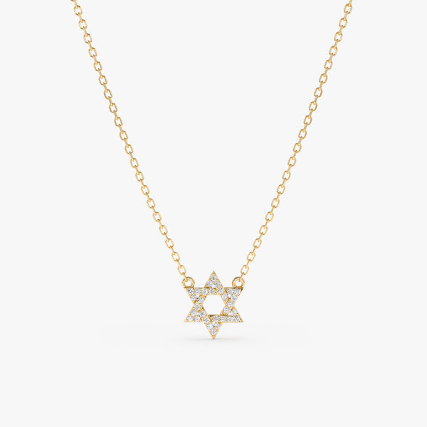 natural diamond yellow gold david star necklace